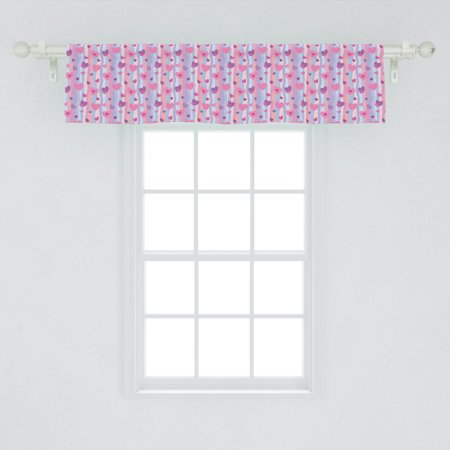 Love Window Valance, Hearts for Valentine Vertical Stripes Lines Curtain